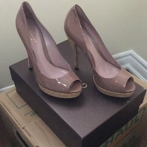 Gucci patent leather peep-toe heels